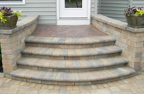 Concrete paver entry steps